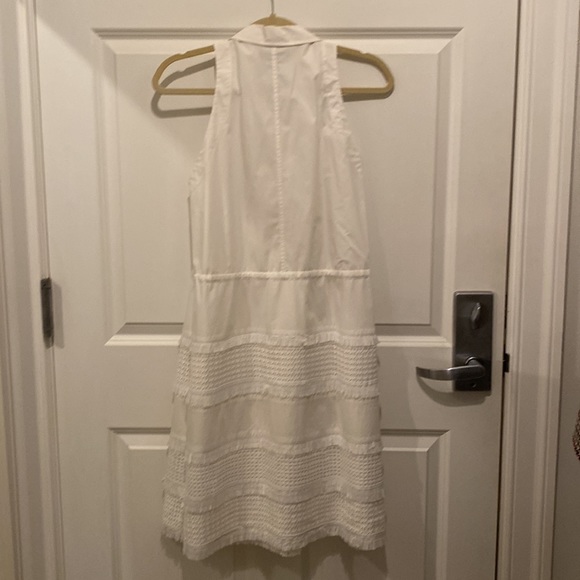 Banana Republic white cotton dress fringe trim on skirt - Picture 7 of 8